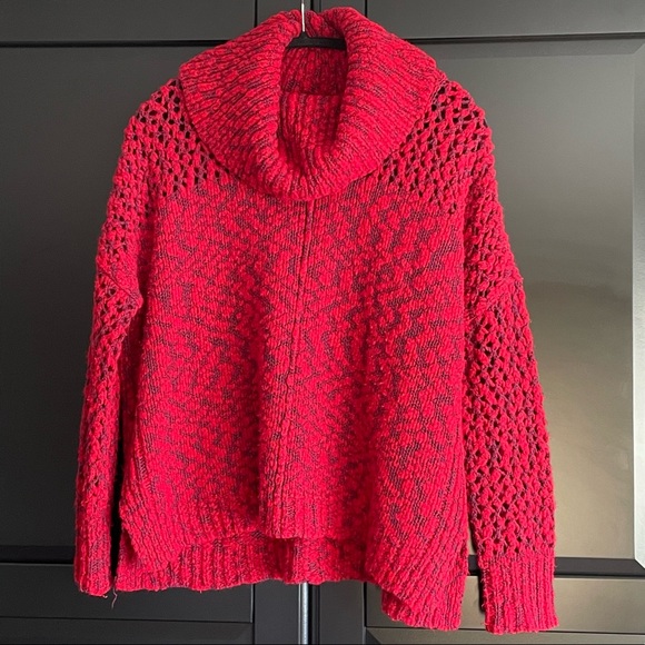 ALICE + OLIVIA Otis Textured Sweater Red Chunky M - Picture 4 of 8